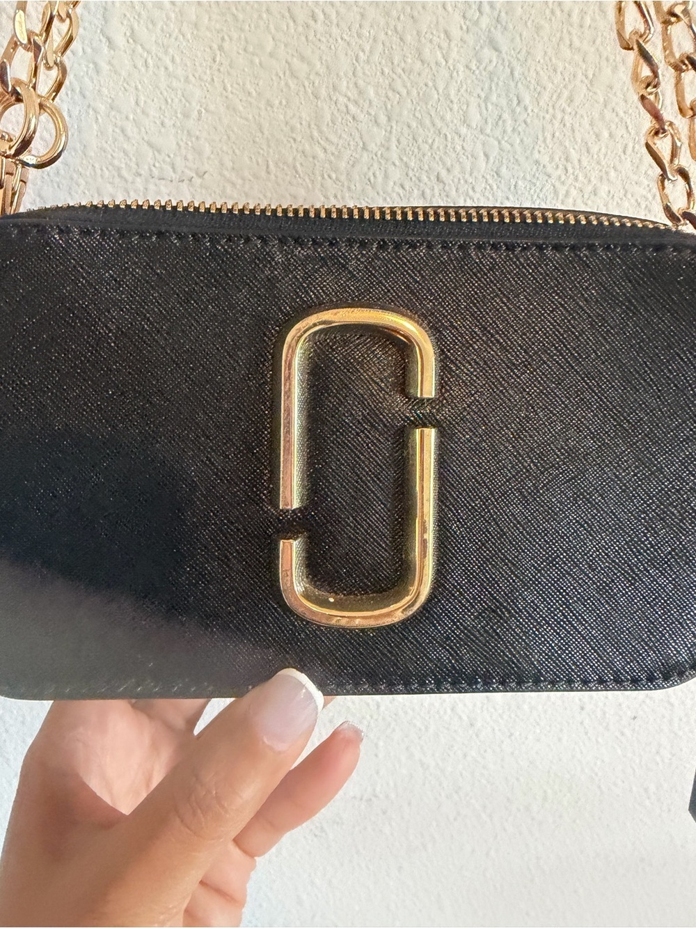 Marc Jacobs Black Snapshot Double Zip Crossbody with Gold Chain - Picture 2 of 8